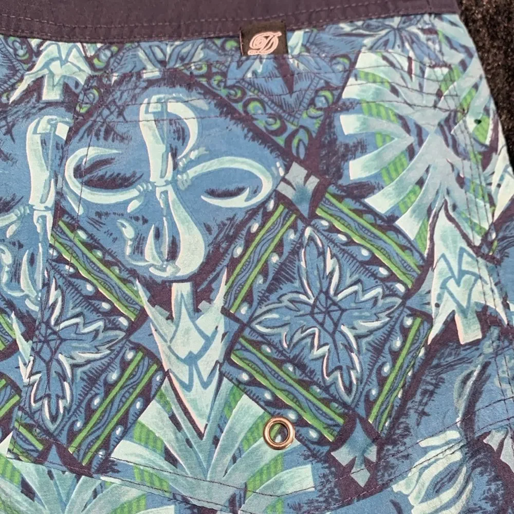 Men's Duke Kahanamoku Swim Shorts in Navy, Blue, Green and White